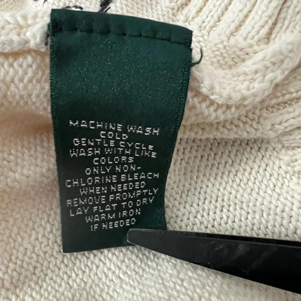 Vintage Rare Green Tag 90S Ralph Lauren Ivory Flag Knitted Sweater - Picture 13 of 15